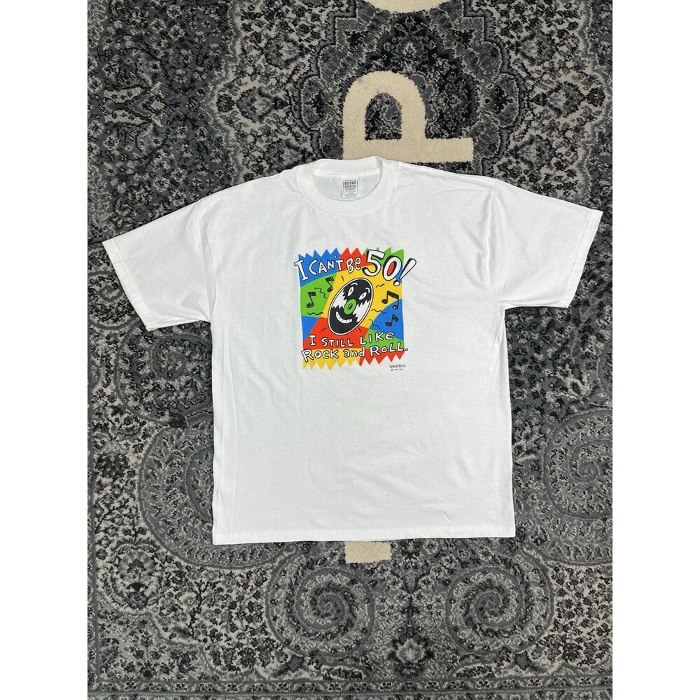Vintage 90s silver mountain novelty rock music tshirt size XL White